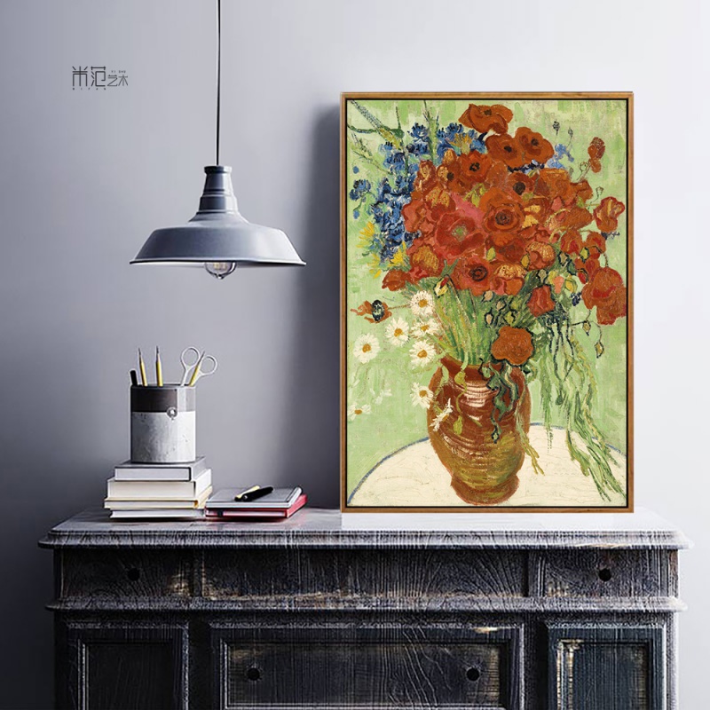 油画简美客厅装饰画复刻名画大师名画静物艺术画定制 《雏菊》梵高