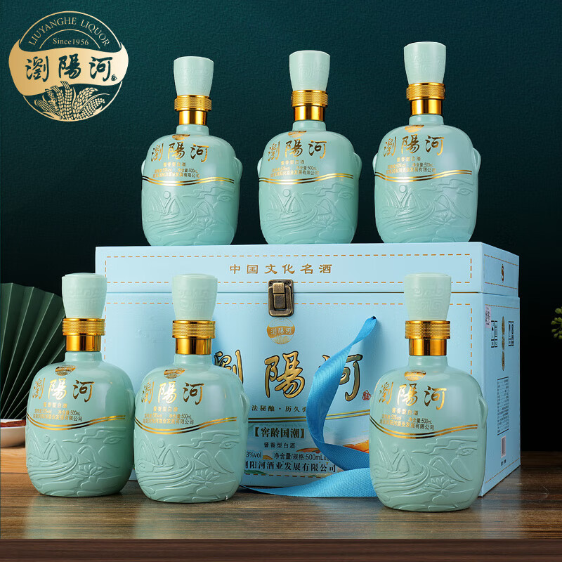 浏阳河酒窖龄国潮53度酱香型纯粮固态法白酒礼盒装礼赠佳品 53度 500mL 6瓶 礼盒装