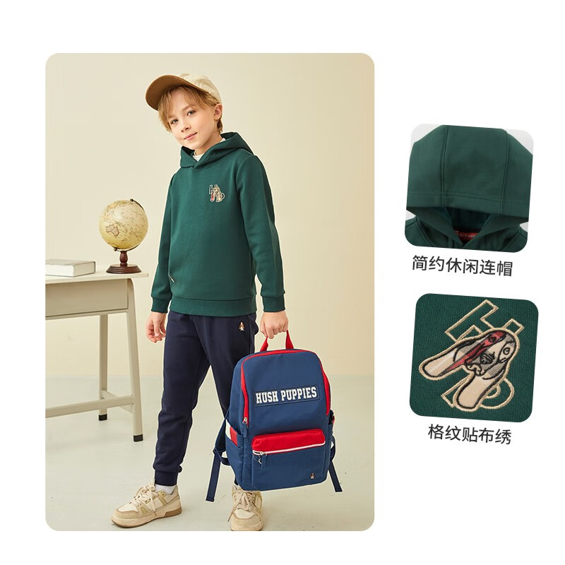 暇步士(Hush Puppies)童装儿童男童冬装新款舒适一体绒面料时尚休闲百搭卫衣 暖卡其 160 cm(偏大一码)