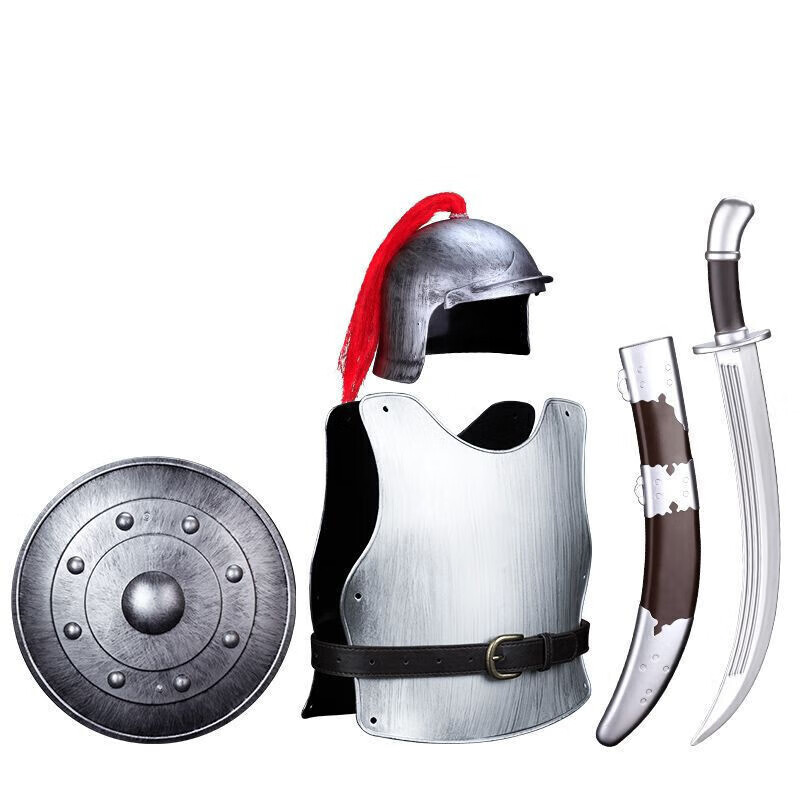 骑士小孩盔甲套装儿童玩具头盔演出服道具模型盾定制 蒙古银甲轻骑兵