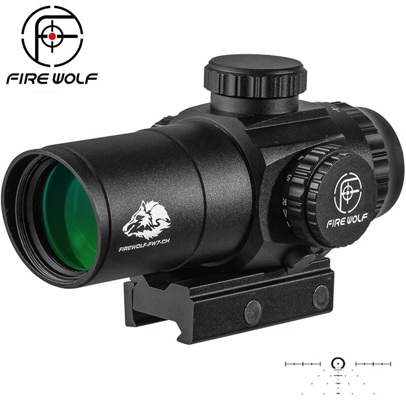 fire wolf hd3x30瞄准镜短款定倍高抗震高清晰快速瞄带红绿灯后置瞄准