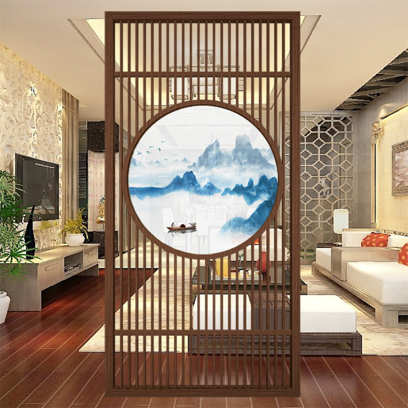 创京懿选屏风装饰画 中式屏风隔断墙现代简约实木装饰客厅办公室山水
