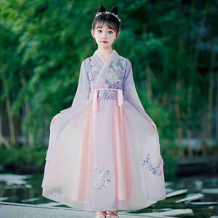 仕凡一女生穿的裙子汉服小学生的古装版衣服汉服2023古风唐装超 紫色不带肩飘+ 110身高110-115使用感如何?