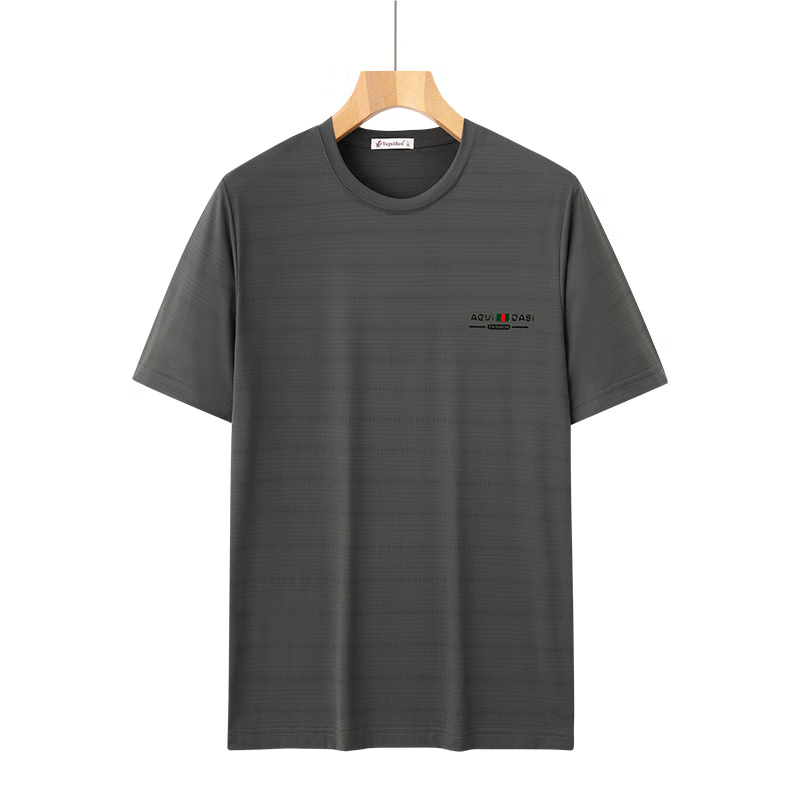 2024夏季新款中年爸爸装短袖圆领冰丝中老年人t恤ljf 6612土橄榄色