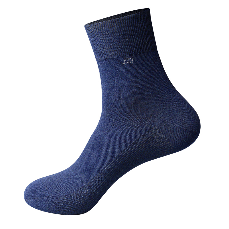 AUN襪子男士襪子秋冬7A抗菌防臭透氣新疆棉男襪中筒純黑色商務襪四季 高端棉四季薄款-(純白色) = 6雙 均碼