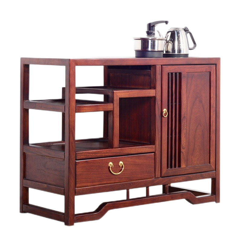 瑞呈堂 新中式实木茶水柜 餐边柜老榆木厨房储物柜边柜矮柜简约现代功夫泡茶桌茶水台 JTA21 新中式茶水柜梨花色