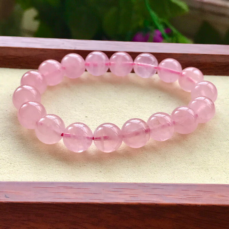 瓶凡一物一图天然马达加斯加粉水晶10mm单圈手链果冻粉手串礼物饰