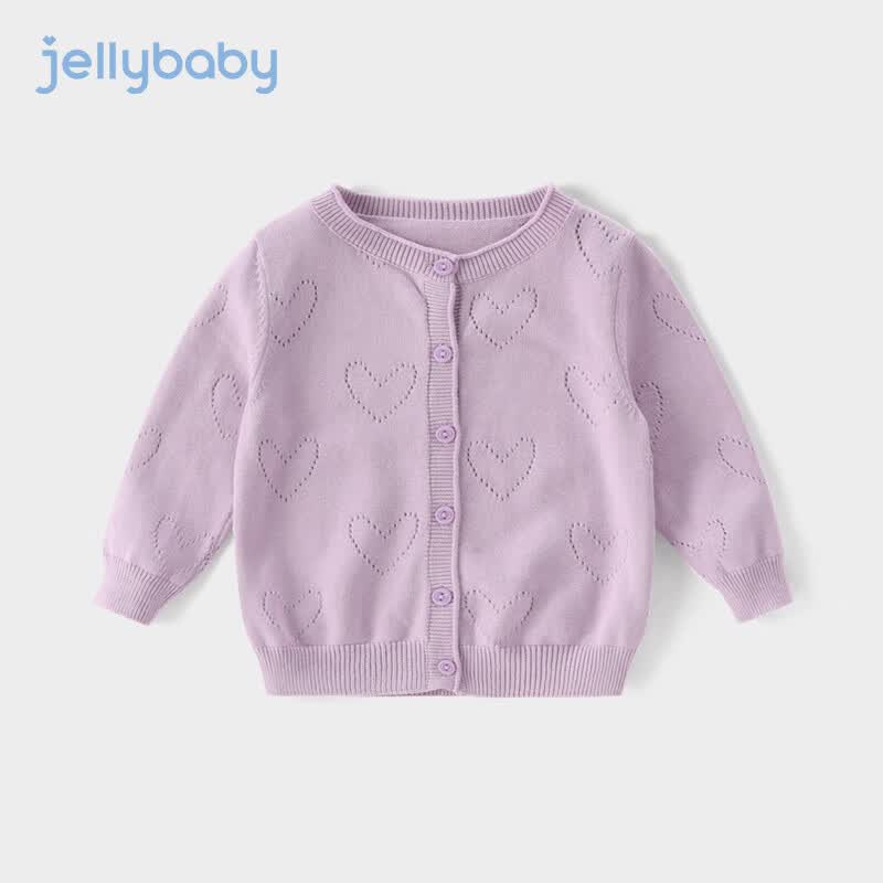 JELLYBABY【纯色心型镂空】2023秋季童装新款针织儿童女童开衫简约 浅紫 120使用感如何?