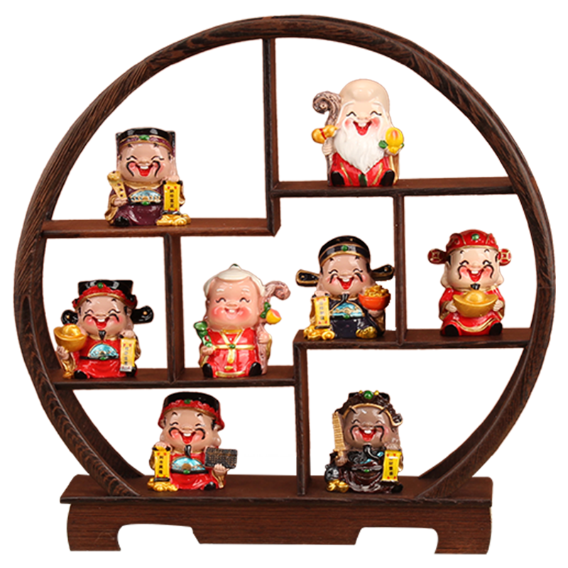 上善若水Q版客廳裝飾擺件雞博古架店鋪開業(yè)喬遷工藝禮品家居電視柜裝飾品 福祿壽公仔擺件（支持銘牌刻字）