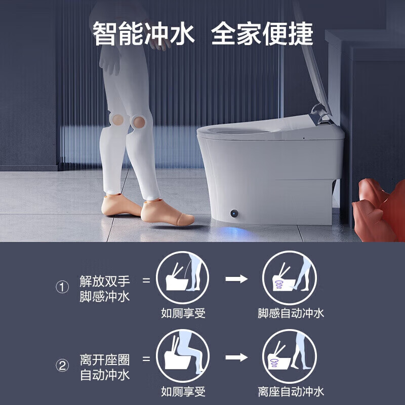 科勒品牌 科勒智能马桶无水压限制脚感冲水全自动坐便器 千城货安装