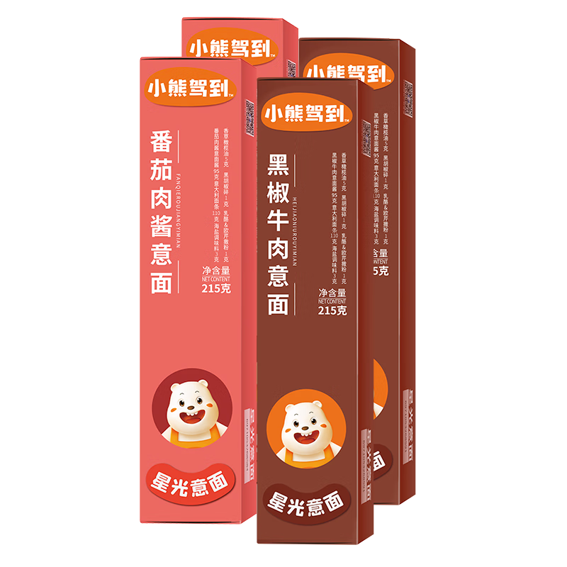 小熊駕到番茄肉醬意面 意面醬意大利面兒童意面家用方便面速食通心粉 番茄肉醬意面 215g*6盒