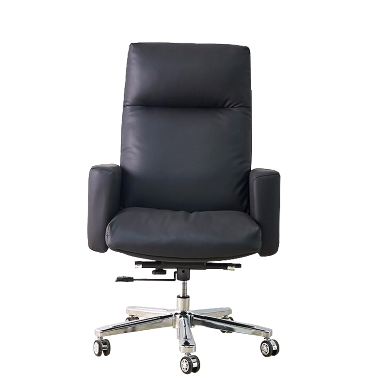 锡田家具 老板椅 可逍遥办公椅舒适久坐电脑椅中班椅主管经理椅 黑色韩皮椅
