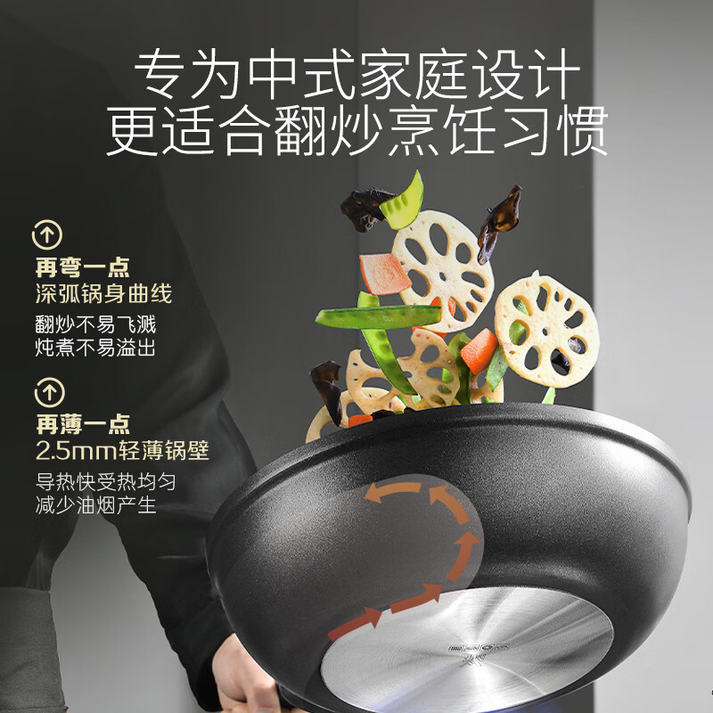 WMF福腾宝不粘炒锅家用厨具炒菜锅电磁炉燃气灶通用厨房好物新品 【升级版】银彩Pro炒锅/赠锅铲 30cm