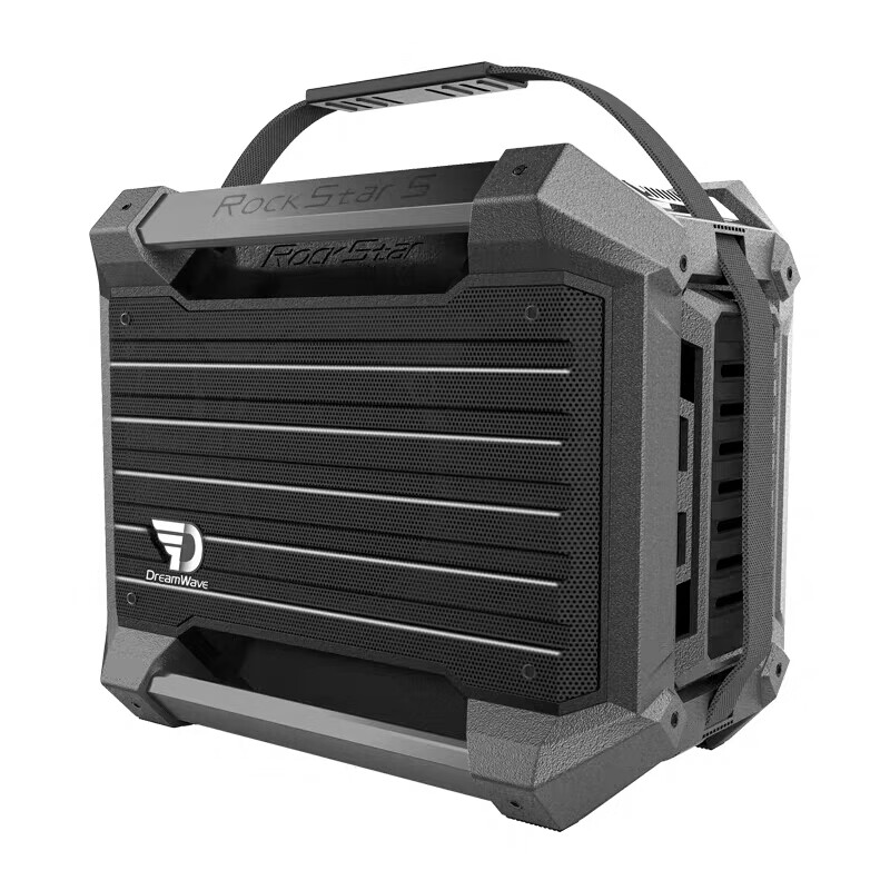 DREAMWAVE君伍蓝牙音响 摇滚王S家用户外广场舞演出支持电吉他电吹管乐器长续航无线k歌高品质音箱 军绿色【音箱+双麦麦克风+托盘】