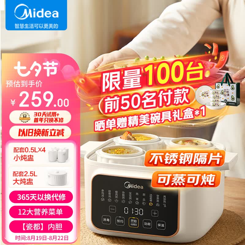 美的（Midea）电炖锅 电炖盅 煲汤炖汤锅 蒸锅电蒸锅 隔水炖锅婴儿辅食煮粥锅 燕窝炖盅 MD-DZC2501 2.5L属于什么档次？
