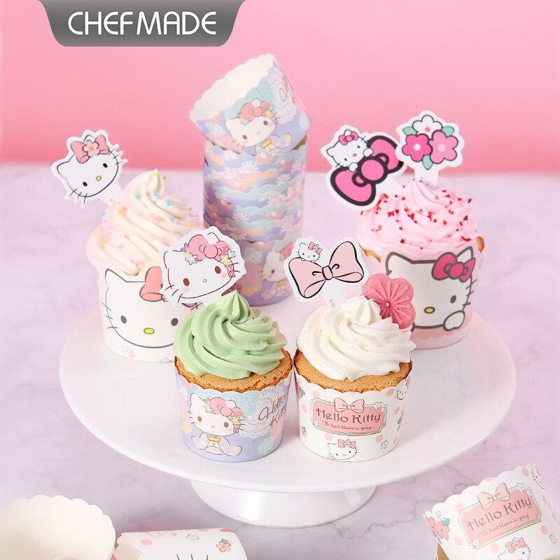 学厨 蛋糕模具 空气炸锅纸杯 耐高温纸托玛芬模纸垫 100个烘焙蛋糕杯 KT100个纸杯套装-KT7121