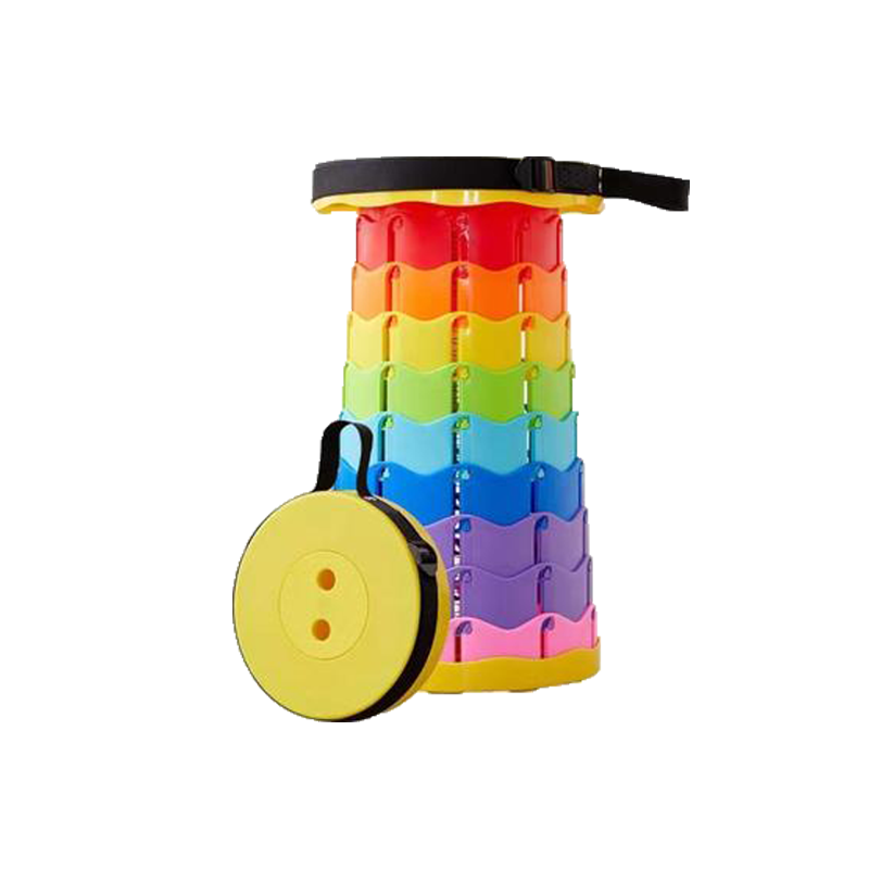 蚁伽 户外折叠凳 伸缩凳 地铁折叠凳 折叠凳子便携式户外钓鱼便携凳旅行可调节伸缩凳高铁马扎(蓝色彩虹)