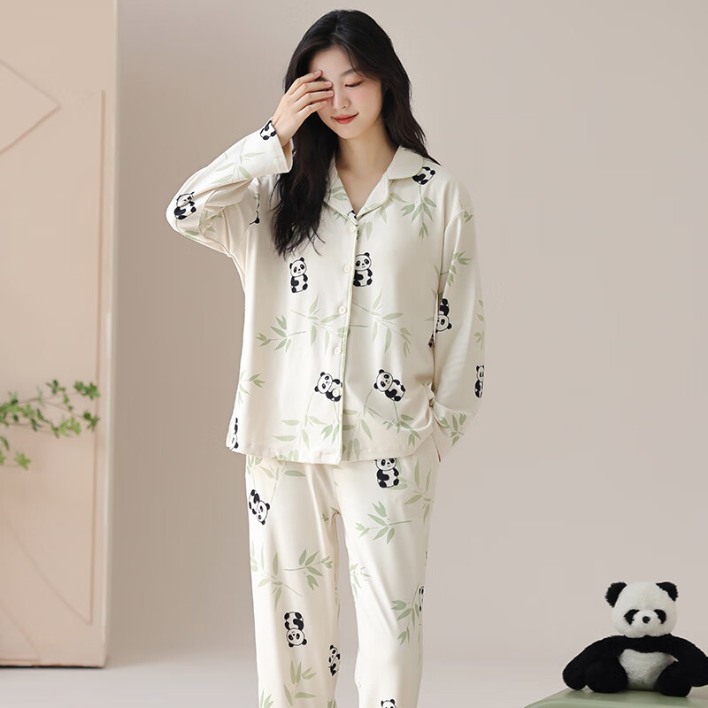 猫人（MiiOW）"德绒  翻领双长女240g"   女士家居服 睡衣两件套 37MM0701 M