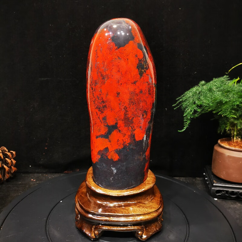 (一柱擎天)红红火火桂林鸡血玉鸡血石奇石原石观赏石家居装饰