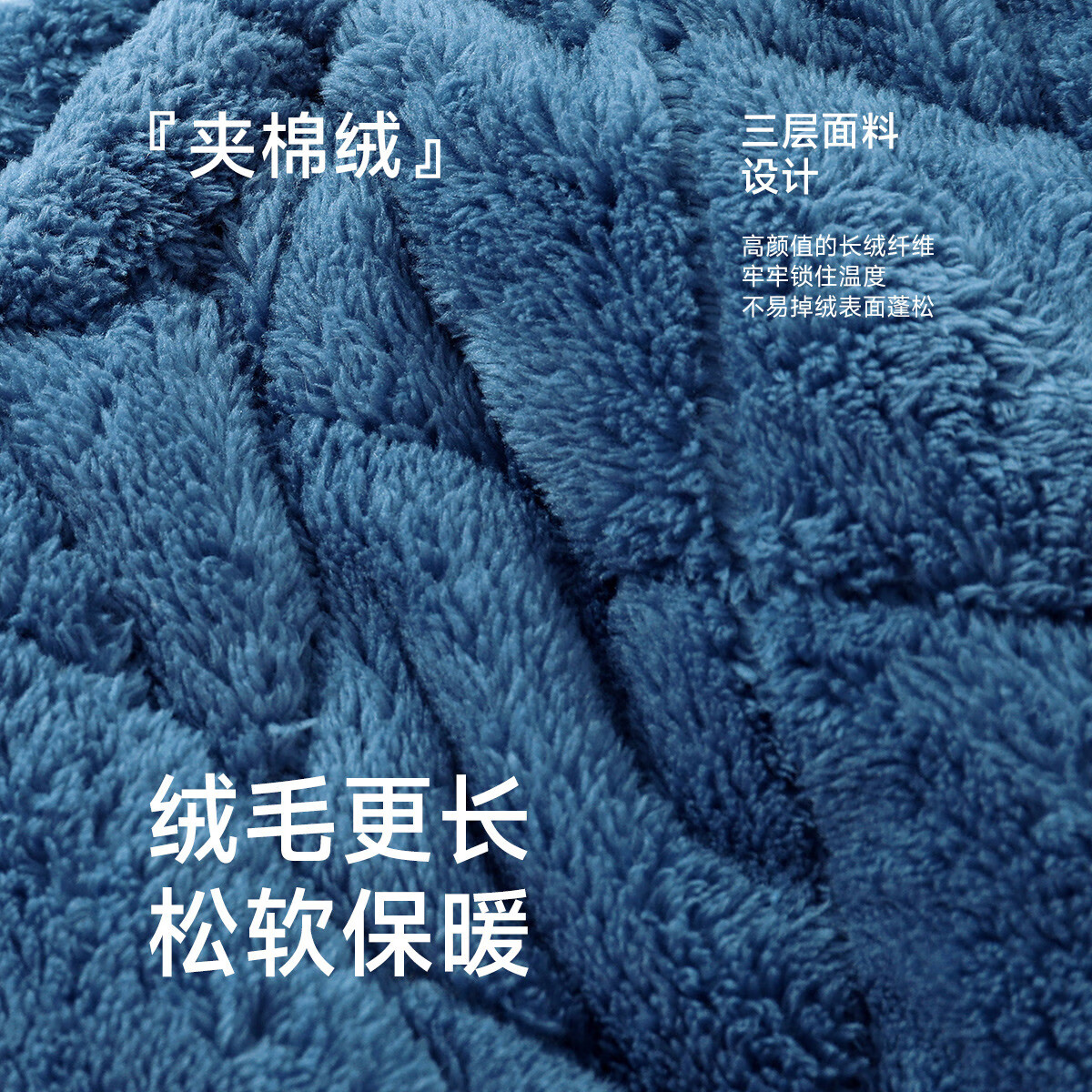香蜜闺秀【三层夹棉加厚】男士睡衣秋冬新款长袖可外穿保暖男士家居服套装 W3424013宝蓝 XL