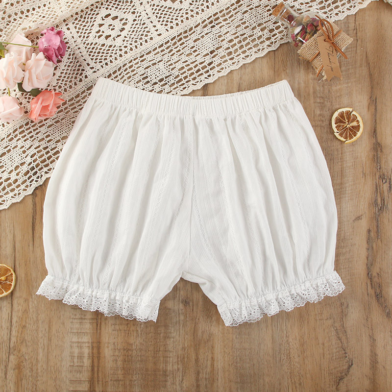 妙微熊棉灯笼裤白色蕾丝南瓜裤花边安裤防走光女夏可外穿打底短裤
