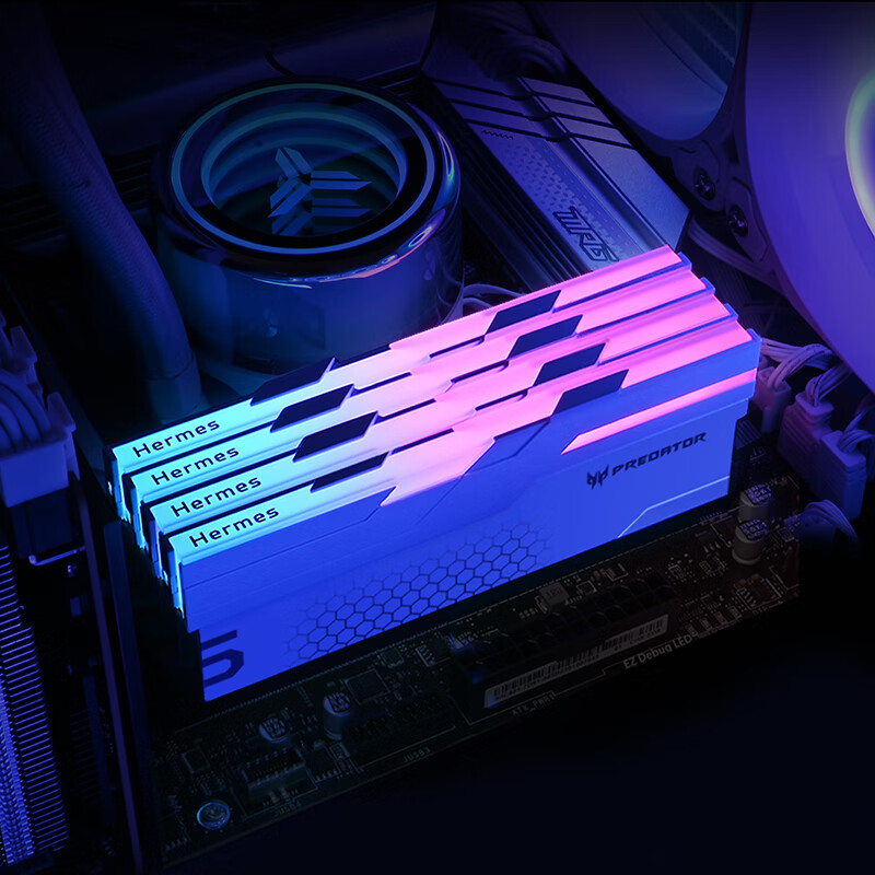 宏碁掠夺者(PREDATOR)DDR5 台式机内存条 Hermes冰刃系列 RGB灯条 台式机电脑配件 6000频率 C28冰刃黑 48GB 1套 24*2