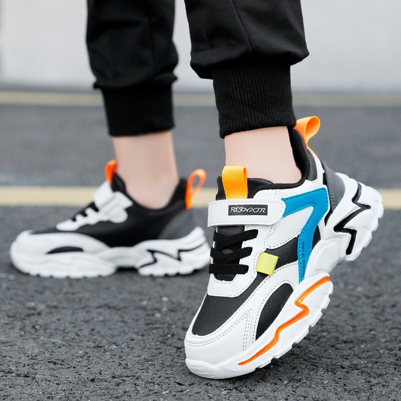 贝天熊童鞋男童运动鞋秋冬季新款儿童加绒保暖棉鞋中大童时尚百搭休闲防滑小男孩学生防水皮面跑步鞋 BBG8938黑橘【皮面】 28码/内长18.0cm【建议脚长17.0】