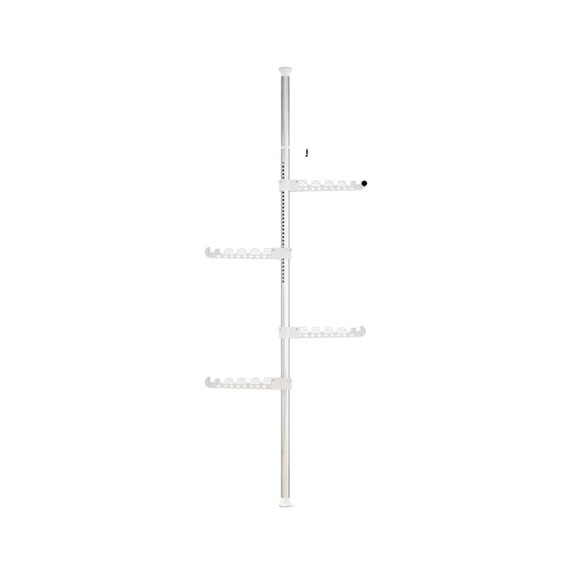 晾衣架落地伸缩晾衣杆免打孔衣架杆顶天立地衣架室内阳台挂衣服杆不锈钢挂晒衣架可折叠卧室直立杆 灰白纹3折叠翅膀