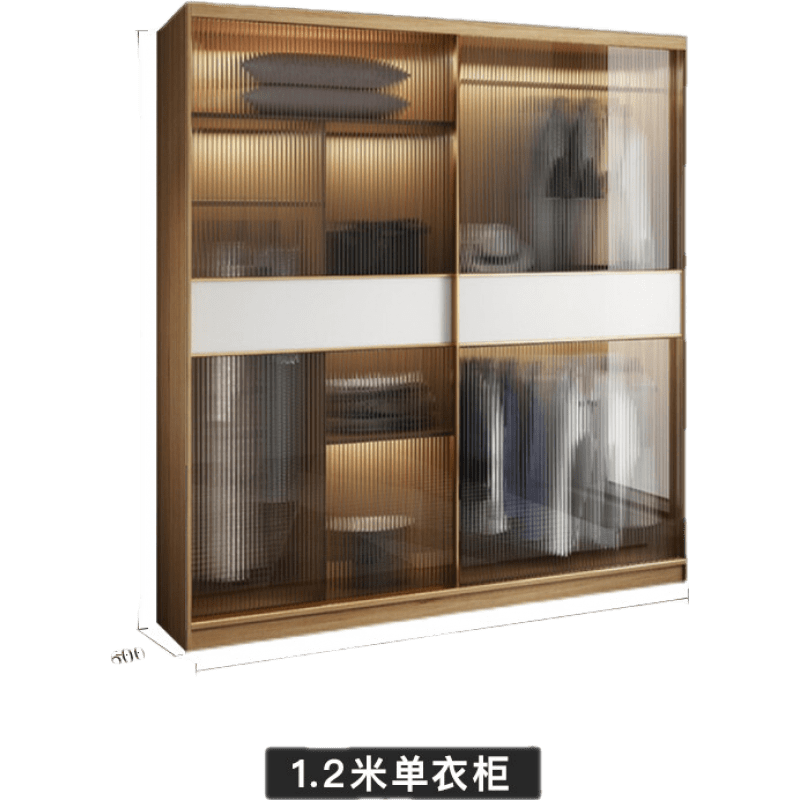 逸恋衣柜推拉门现代简约家用卧室柜子经济型出租房趟滑门实木质大衣橱 1.2米推拉门衣柜 2门  组装