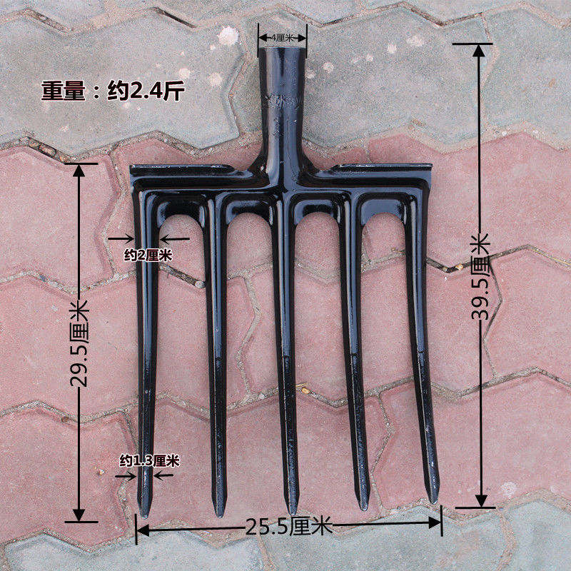 花音谷钢叉五齿叉子新款五股叉锰钢叉土豆加厚全钢淬火挖土农用翻地