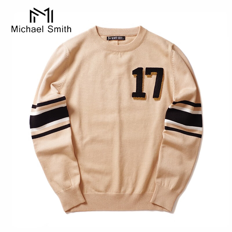 michael smith新款男女情侣装秋冬港风潮牌时尚刺绣17数字百搭打底