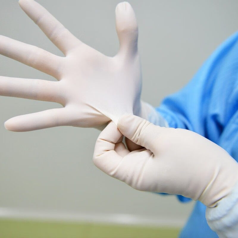 麦迪斯(medispo)一次性医用手套橡胶临床外科防护无粉麻面7.