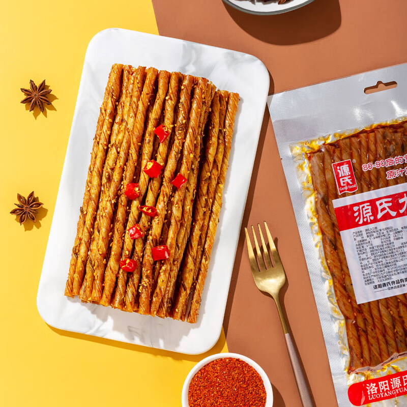 源氏辣条豆干素食豆筋200g*5老式大辣片香辣豆皮80后儿时怀旧零食