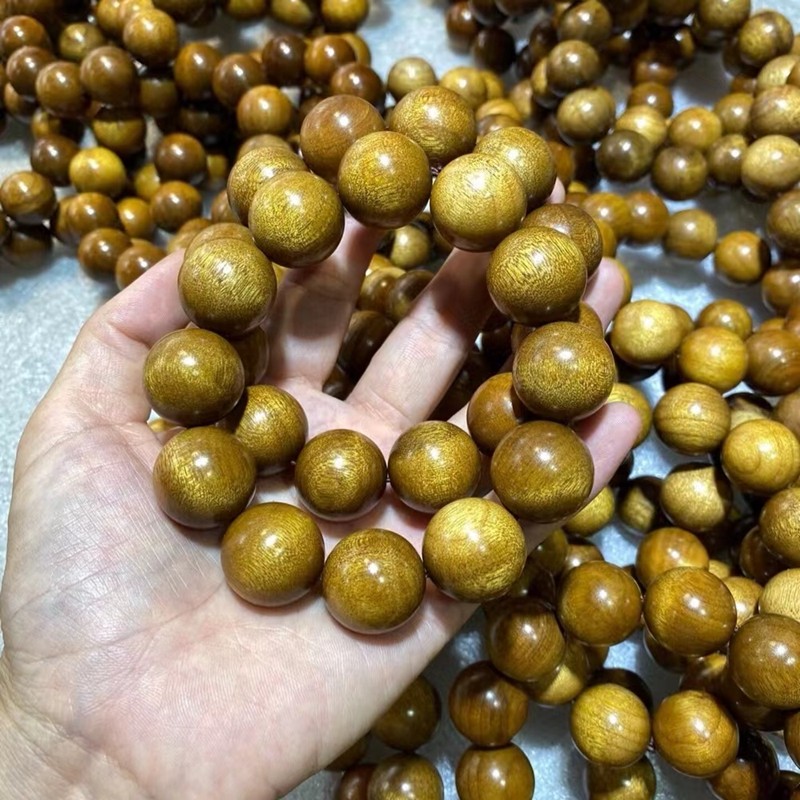 千澈金丝楠木小叶桢楠老料手串颗颗金丝药香味浓郁饱满