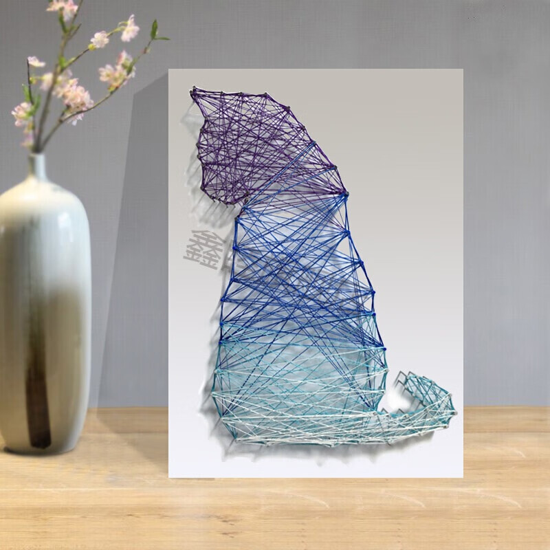 猫纱线画立体钉子绕线画线缠绕画手工diy材料礼物 diy材料包(有教程)