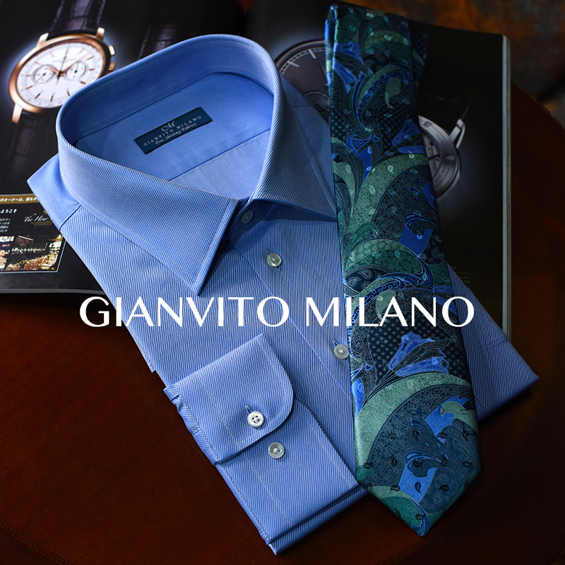 进口gianvito milano面料 手感柔软细腻  蓝色斜纹商务衬衫 高级定制