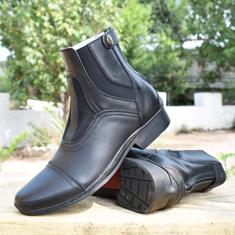 狮奥利兴马术牛皮短靴马术鞋骑马装备英式靴子短靴弹力透气防磨划