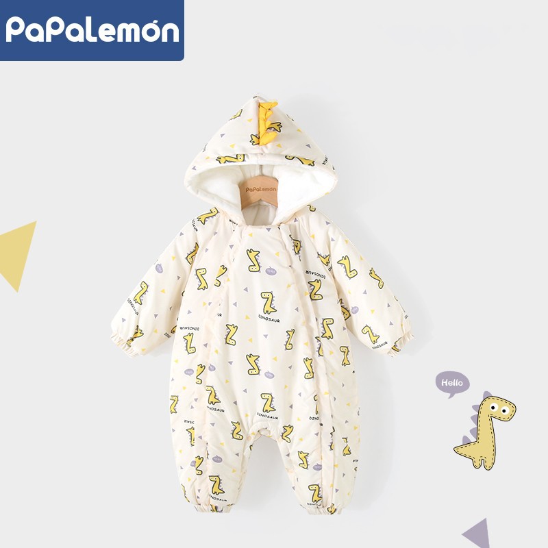 服连体衣棉服冬恐龙加绒连帽哈衣夹棉男女宝宝哈衣爬服 小恐龙多利 73