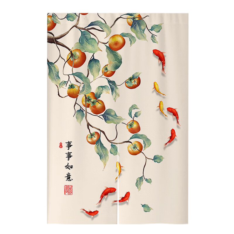 芍萌(shaomeng)门帘隔断风水帘 入户大门中式九鱼帘客厅走廊布帘半帘