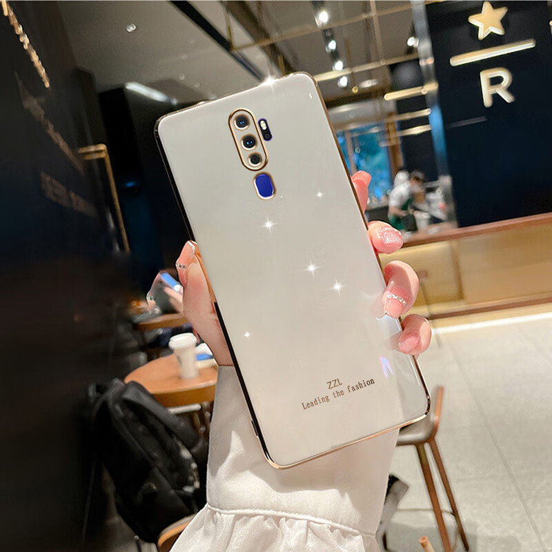 豆图 白花水钻兔oppoa11手机壳oppa11纯色网红直边电镀opa11感软外壳
