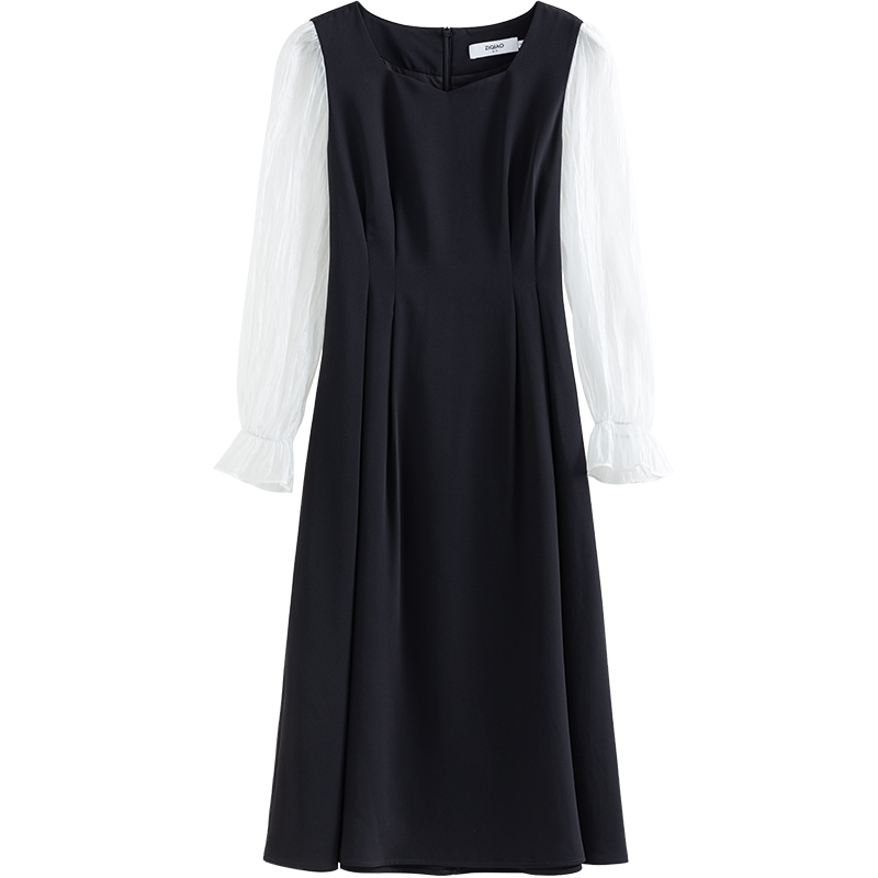 自巧小个子法式赫本风连衣裙女2022新款收腰显瘦设计感小众长裙子22ZQ0080 黑色 XXS 99元