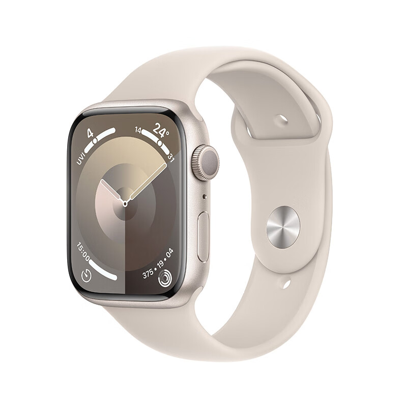 Apple Watch Series 9 智能手表45毫米星光色铝金属表壳 星光色运动型表带S/M【GPS款】MR963CH/A
