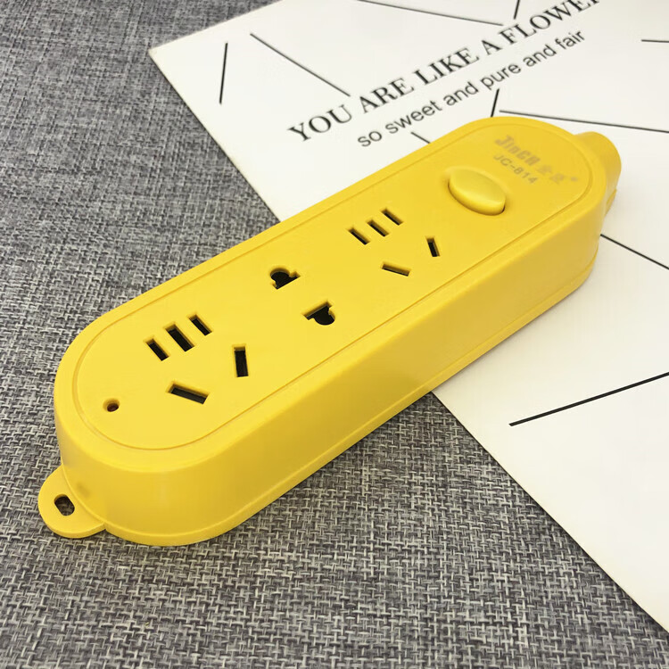 哩嗹啰嗹不带线工业地拖插座无线插排拖线板一体铜保护门 jc-814