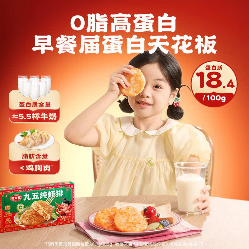 逮虾记【新升级】鲜虾饼218g虾含量95%儿童营养早餐半成品低脂虾排虾滑 【新升级】5盒赠1袋鱼排