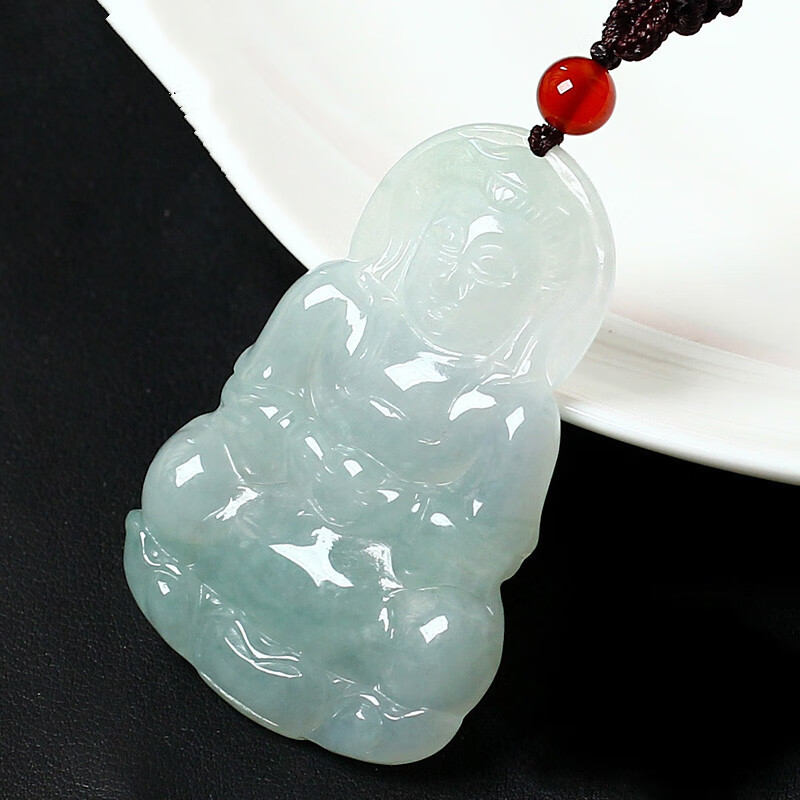 碧家(biofamily) 翡翠玉观音吊坠玉石玉牌冰糯种项链玉佩挂件男士礼物