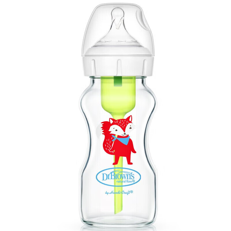 布朗博士玻璃宽口奶瓶新生儿防胀气奶瓶PLUS小红狐玻璃奶瓶270ml 流量3
