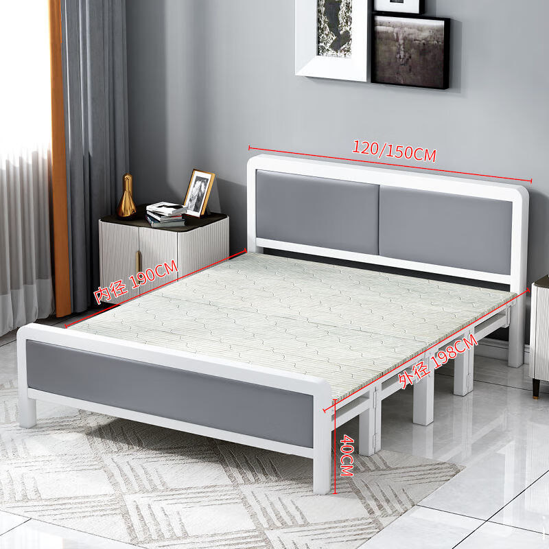 米蒂格折叠床午休床木板床简易木板床单人双人铁架1m1.2米1.5米成人家用 加固加厚经典白色1.5米-新款