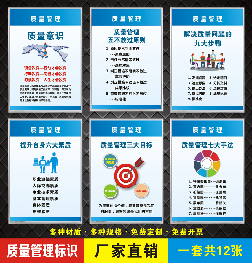 宏爵质量管理海报工厂车间安全生产标语品质管理目标标识牌挂图宣传画