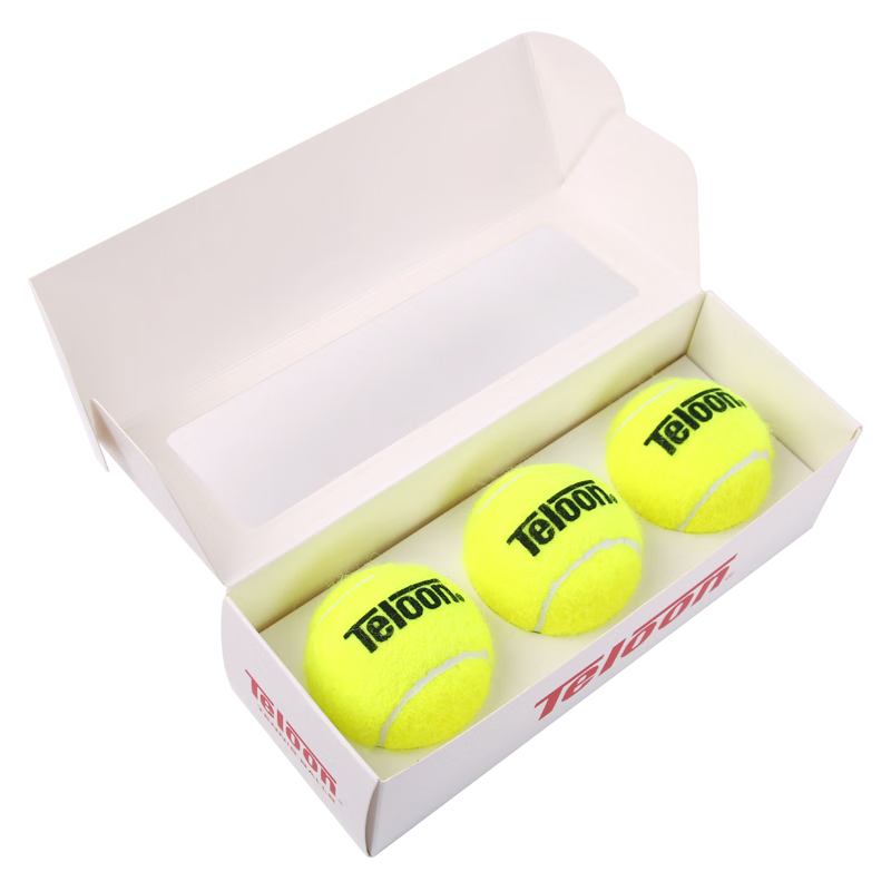 天龙（Teloon）网球带绳回弹初学训练习单人儿童成人自打弹力球无底座网球拍 带线网球-带绳（3只/盒）