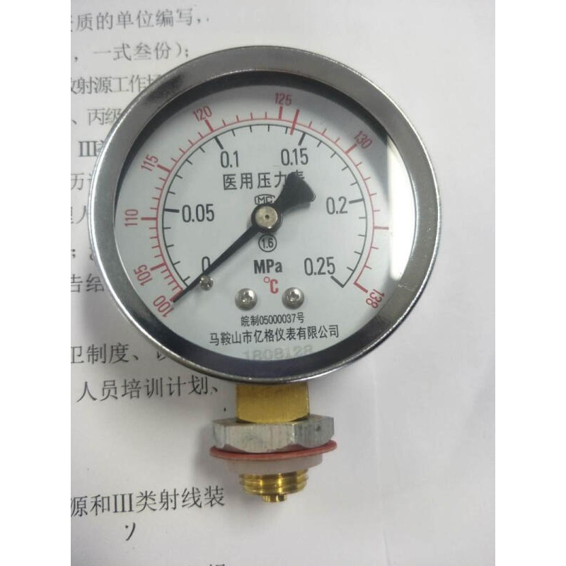 手提式高压力消毒锅气表锅器双刻度压力表0-0.